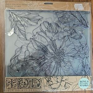 Iron Orchid Designs Peonies 12" Silicone 2 Sheet Stamps New with Tags
